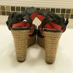Sandale Compensée Via Spiga Inna - Taille 10 US - Cuir Noir - Modèle Espadrille